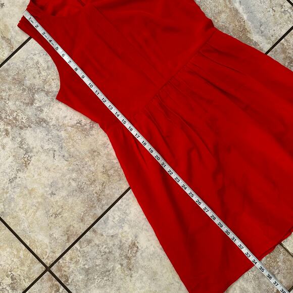 Madewell Red Silk Sleeveless Knee Length Dress 6 Holiday Cocktail Valentines - Picture 5 of 11